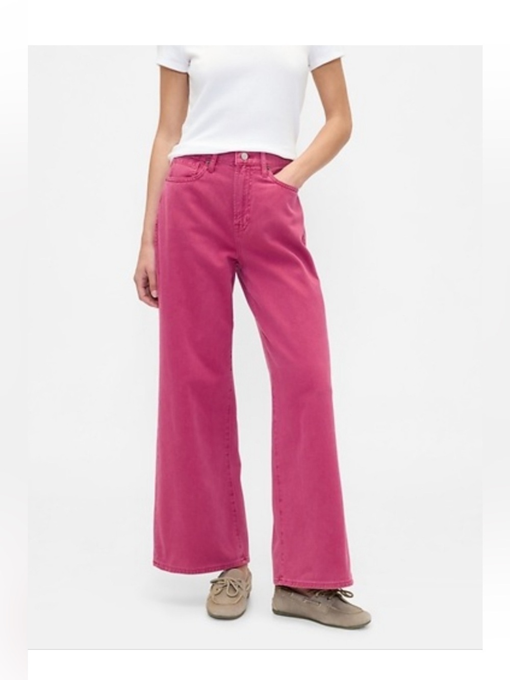 GAP High Rise Wide-Leg Jeans in Deep Berry